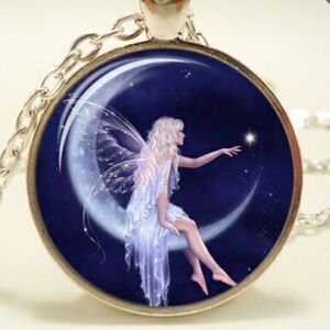 Fairy necklace on crescent moon